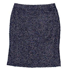 J. Crew Navy tweed lurex pencil skirt.